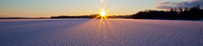 Sunset in winter landscape