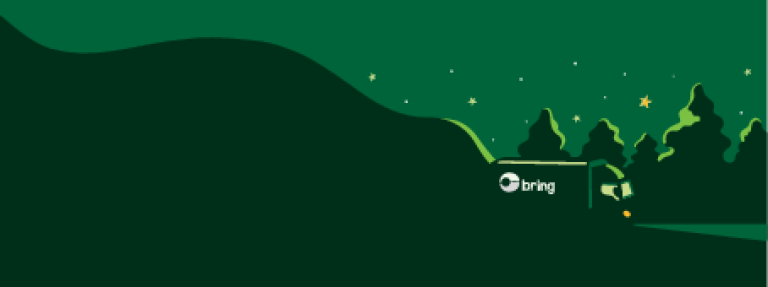 Jul-illustration, lastbil i mörkt landskap