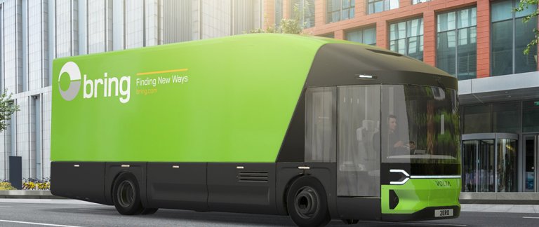 En elektrisk lastbil från Volta Trucks med Bring-profilering
