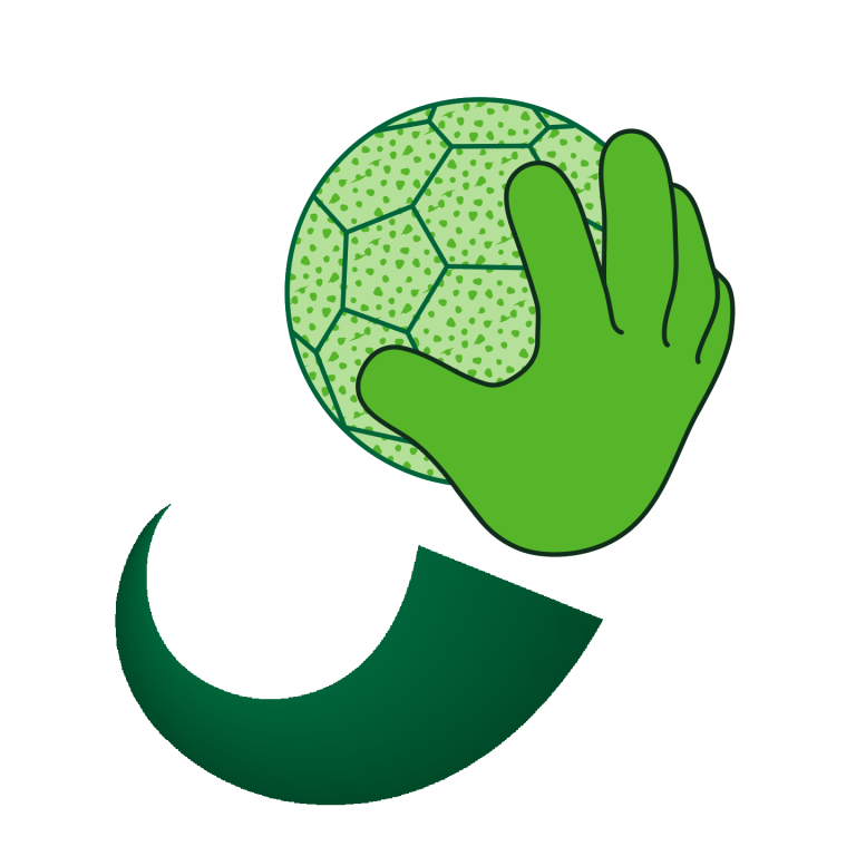Bringikon med hand som håller en handboll