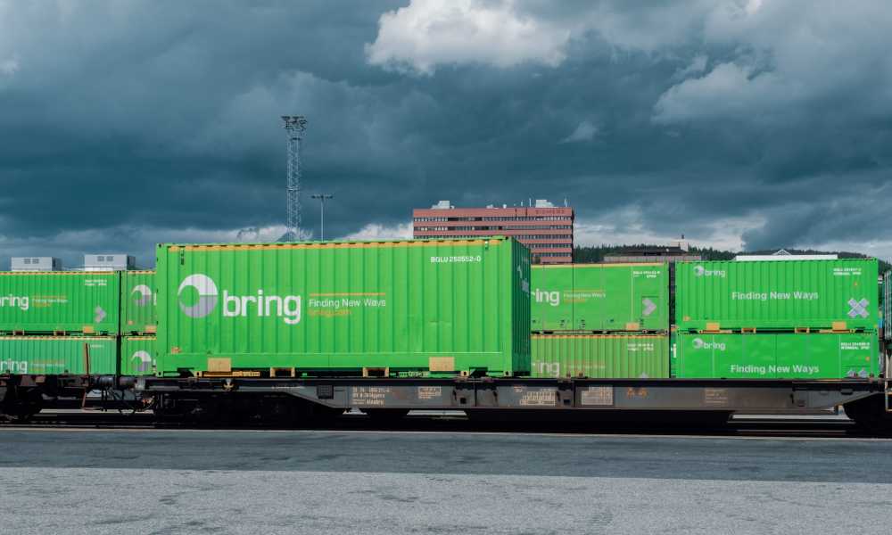 containrar lastas på tåg